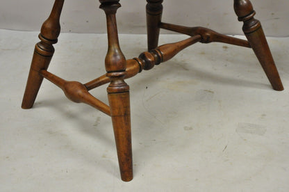 Antique Windsor Colonial Style Pine Wood Spindle Pub Arm Chairs - a Pair