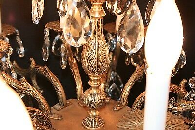 d05 Vintage 12 Light French style Brass Crystal Chandelier light Fixture