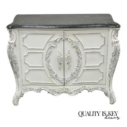 Reproduction French Louis XV Style Marble Top Commode Sideboard Buffet Cabinet