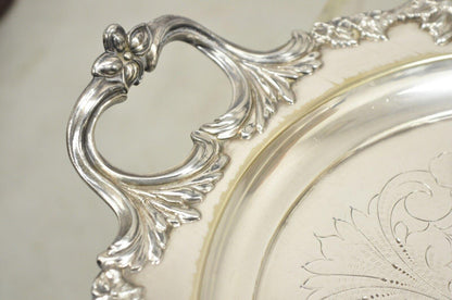 Vintage English Sheffield Silver Plated Oval Maple Leaf Serving Platter Tray