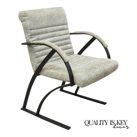Mid Century Modern Cal-Style Furniture Art Deco Metal Frame Lounge Arm Chair