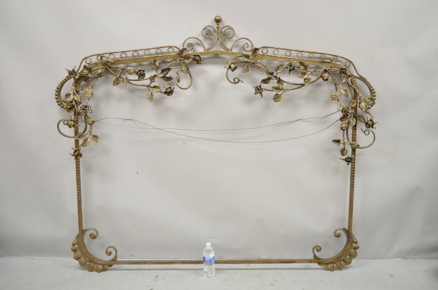 Italian Hollywood Regency Wrought Iron Large Shabby Flower Chic Mirror Frame