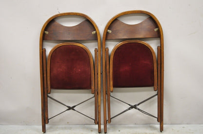 Vintage Art Deco Wooden Theatre Folding Chairs by General Sales Co Set of 6 (B)