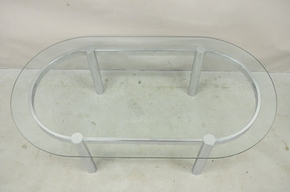 Vintage Chrome Tubular Mid Century Modern Space Age Oval Glass Coffee Table