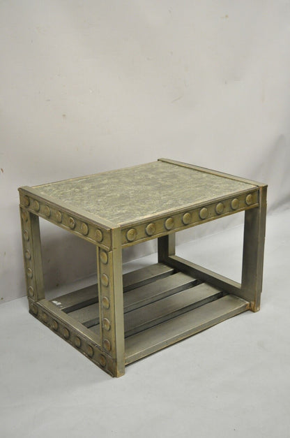 Mid Century Modern James Mont Style Silver Occasional Side End Table