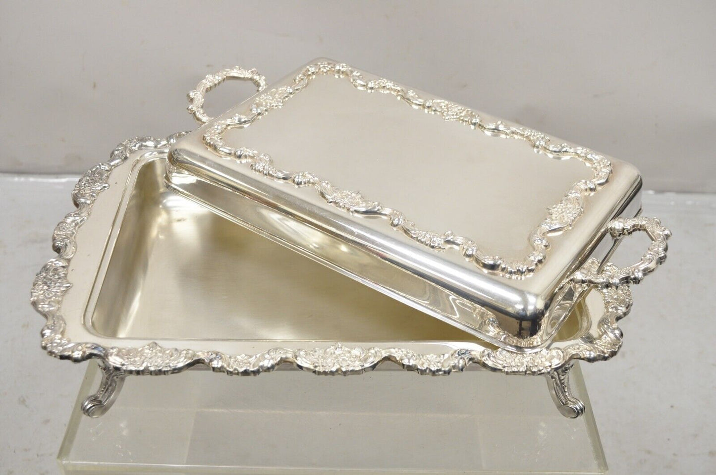 Poole Silver Victorian Silver Plated Large Lidded Covered Serving Platter Dish