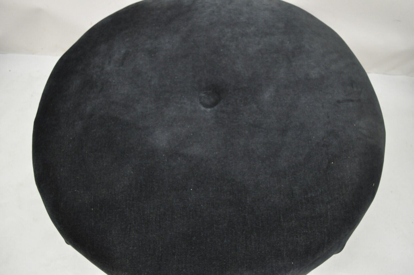 Modern Black Button Tufted 38" Round Ottoman Silver Legs by Carter