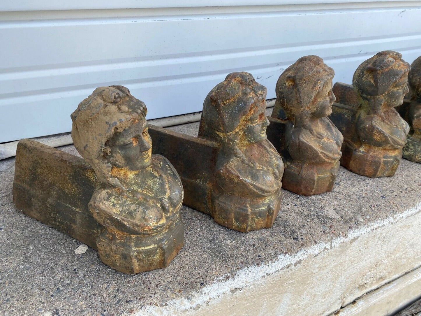 Cast Iron French Victorian Style Figural Women Bust Maiden Form Boot Scraper