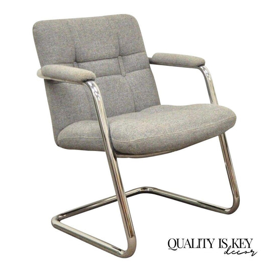 Vintage Chromcraft Mid Century Modern Tubular Chrome Cantilever Lounge Arm Chair