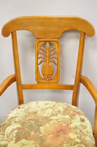 Ethan Allen Legacy Carved Pineapple Maple Wood Dining Chairs - Set of 6