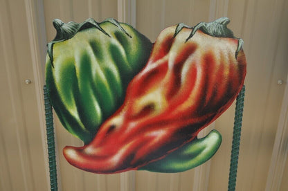 Hollywood Regency Custom Painted Peppers & Artichoke Bistro Side Chairs - a Pair