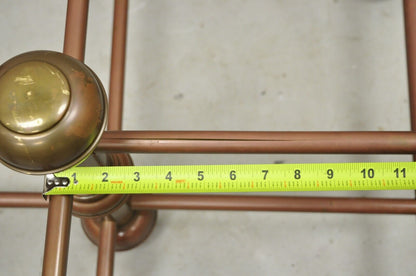 Antique Victorian Turned Brass Bed Style Pipe Post Square Coffee Table Base