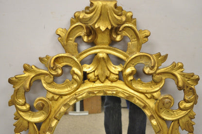 Vintage Italian Carved Wood Gold Gilt French Rococo Style Wall Mirror