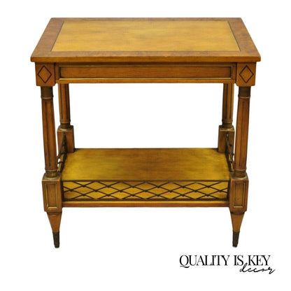 Beacon Hill Italian Regency Neoclassical One Drawer Burl Wood Accent Side Table