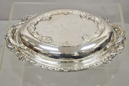 Vintage Silverplate Victorian Style Ornate Lidded Vegetable Serving Dish Platter