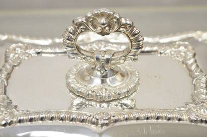 Silver Plated Victorian Scalloped Edge Lidded Vegetable Serving Platter Dish