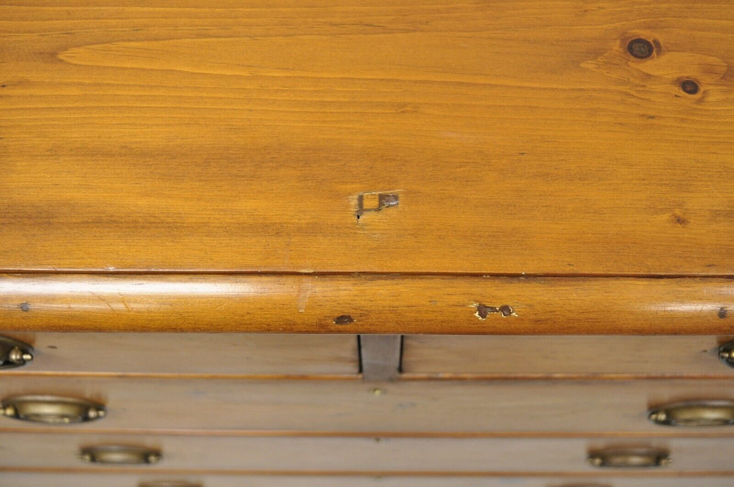 19th C. Antique Pine Wood 5 Drawer Primitive Colonial Chest Of Drawers Dresser