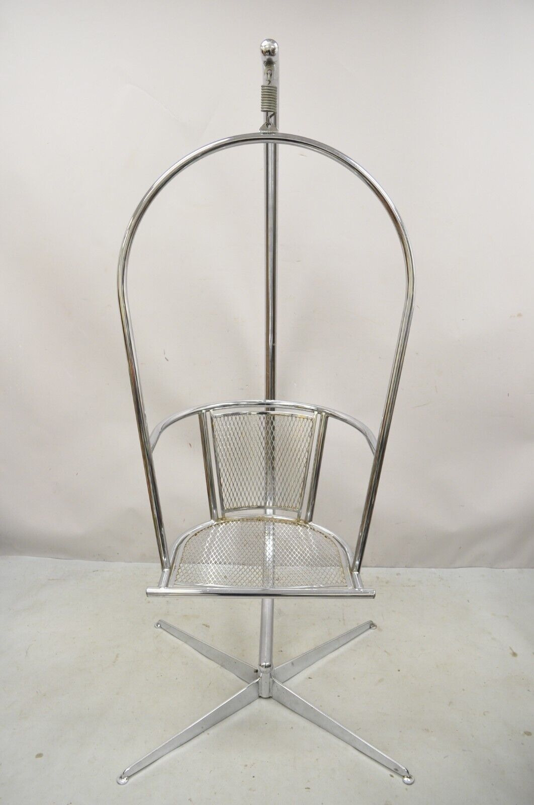 Vintage Mid Century Modern Chrome Frame Hanging Basket Metal Egg Lounge Chair