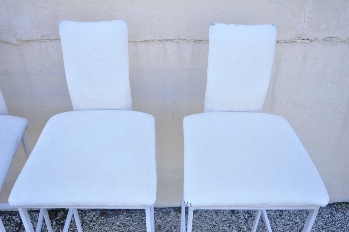 Minson Ent. Contemporary Modern White Metal Sculpted Barstools Chair - Set of 4