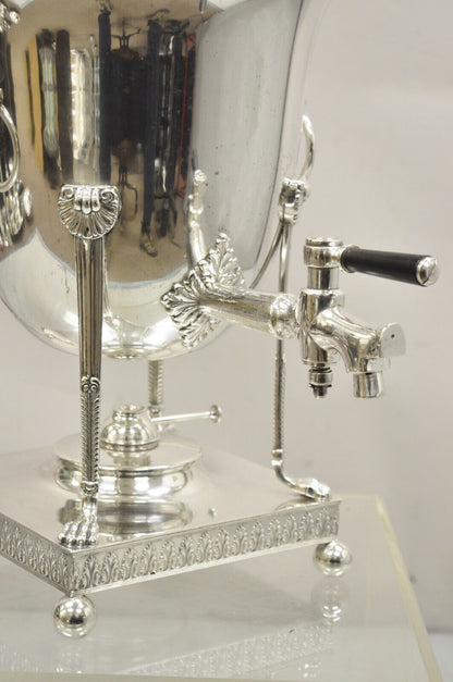 19th C. English Silver Plated Regency Paw Foot Samovar with Lions by Folgate