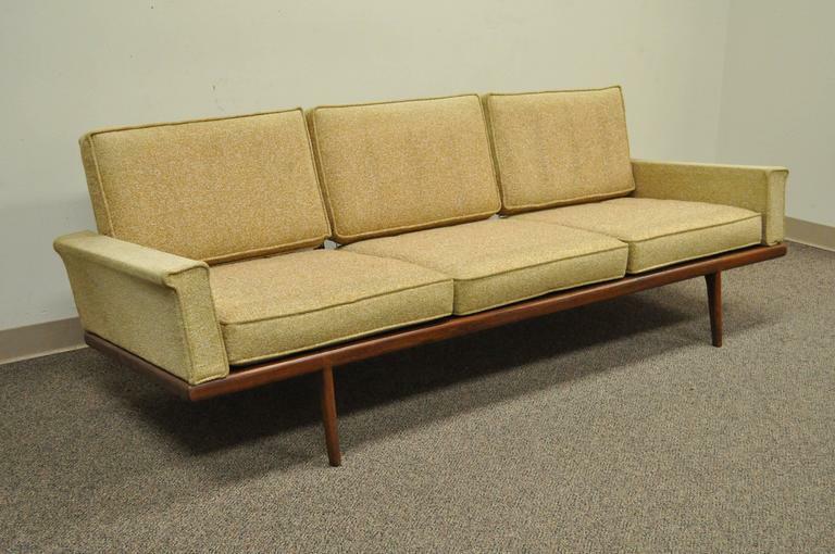 Mel Smilow Smilow Thielle Mid Century Danish Modern Teak Wood Frame Sofa Couch