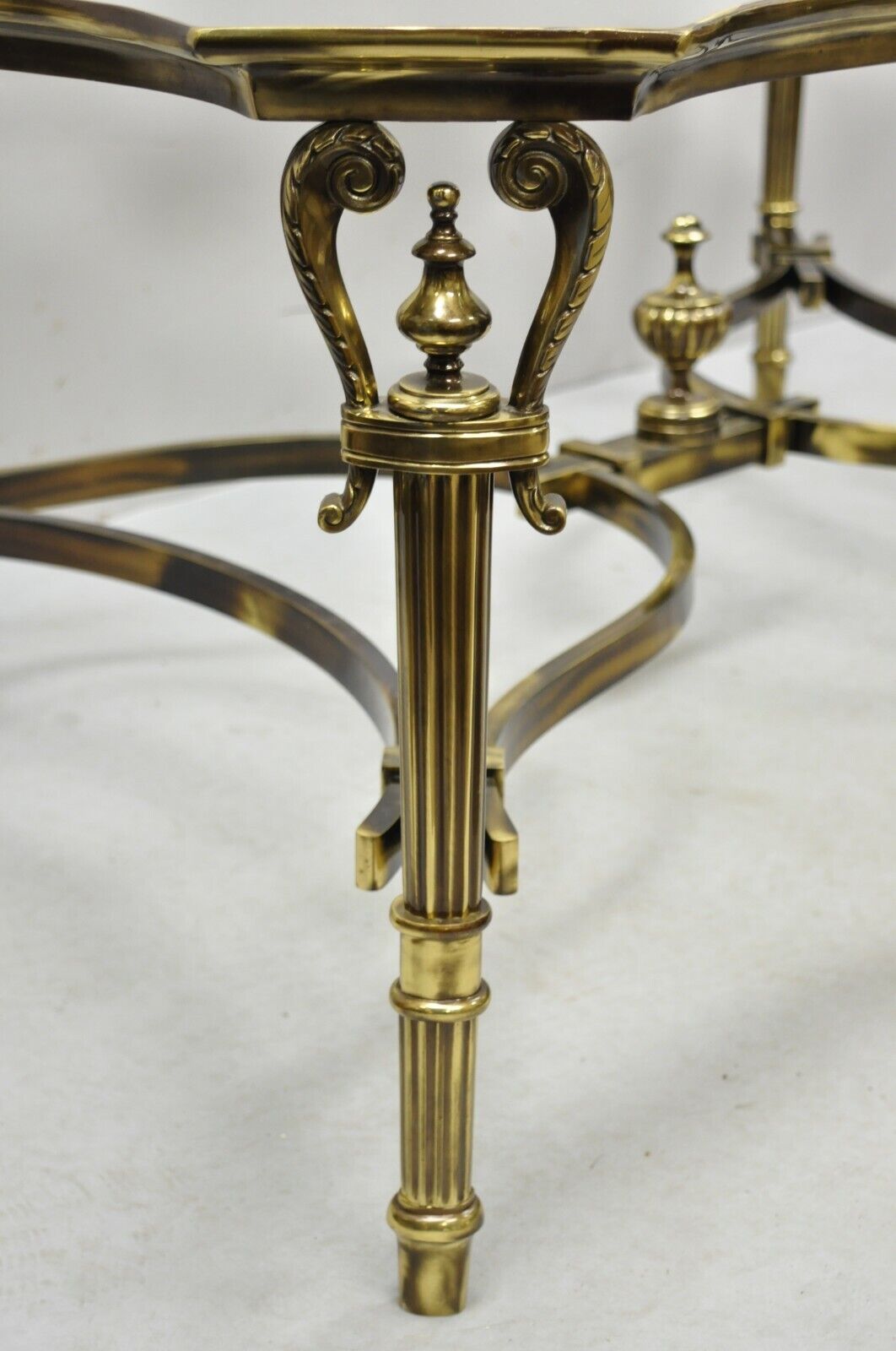 Large Regency Style Burnished Brass Scalloped Edge Tray Top Table attr. Labarge