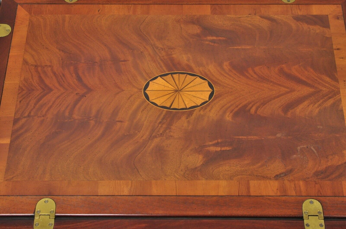 Vintage Hekman Butlers Tray Table Mahogany Coffee Table w/ Pinwheel Inlay