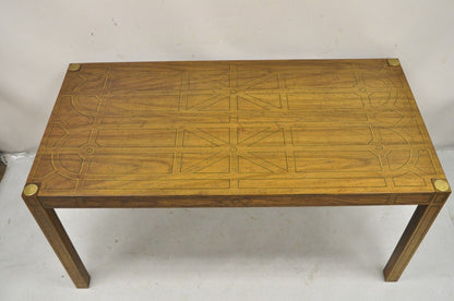 Drexel Oxford Square Geometric Painted Parsons Style Console Desk Dining Table