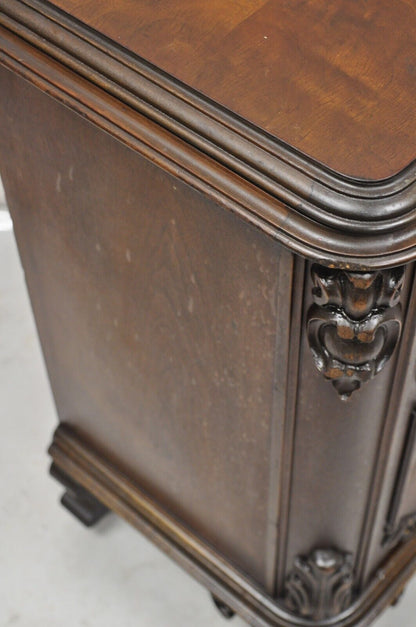 Antique Carved Walnut Renaissance Revival Depression Nightstand Bedside Table