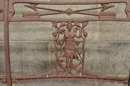Italian Neoclassical Cast Aluminum Figural Garden Bench Settee attributed Molla