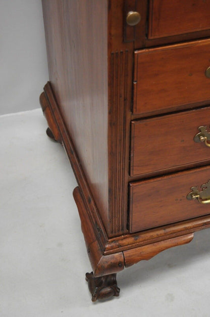 19th Century Mahogany Slant Top Carved Ball & Claw Chippendale Style Desk