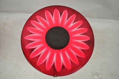 Vintage Wondermold Gamma Associates Red Resin Sun Flower Iron Side Tables - Pair