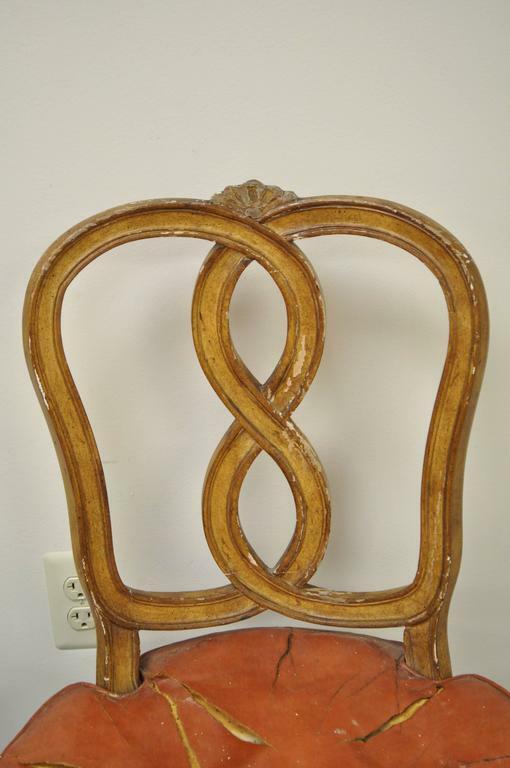 6 Pretzel Ribbon Back Hollywood Regency French Provincial Rococo Dining Chairs
