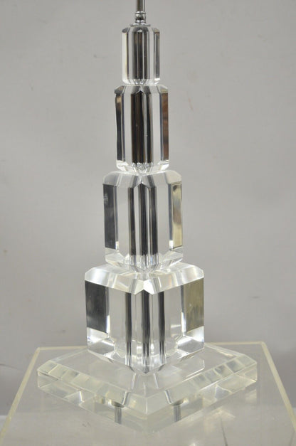 Art-Vue Mid Century Modern Large Stacked Lucite Acrylic Skyscraper Table Lamp