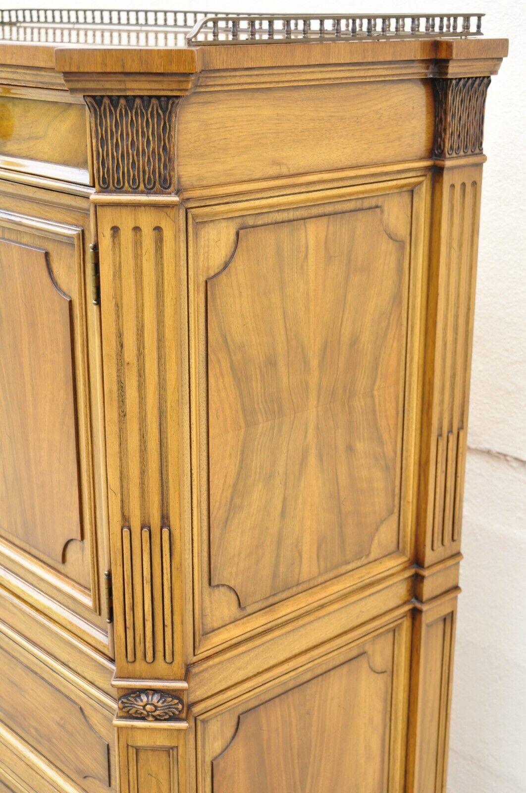 Karges French Regency Style Neoclassical Walnut Tall Chest Dresser Cabinet