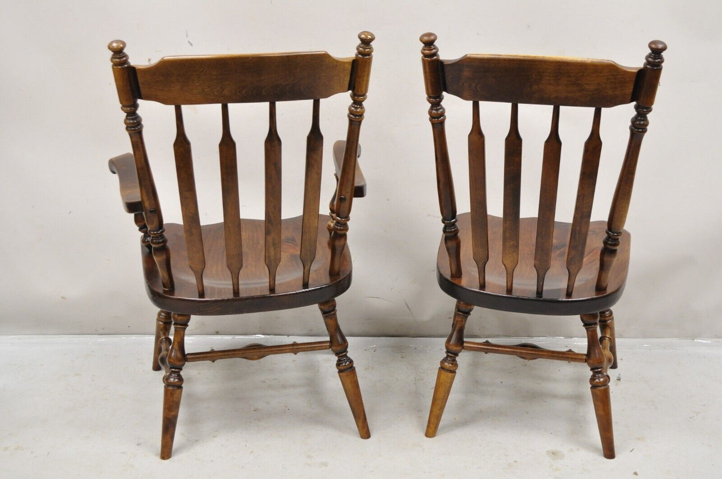 Ethan Allen Pine Wood Old Tavern Cattail Back Dining Room Chairs - Set of 6