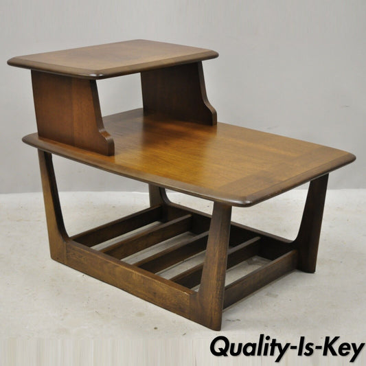 Mid Century Modern Bassett Walnut Step Up End Side Lamp Table