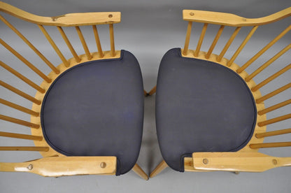 Spindle Back Windsor Style Wooden Dining Kitchen Chairs by Loewenstein A Pair