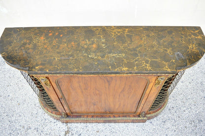 19th C. Napoleon III Rosewood Sideboard Buffet Credenza Cabinet w/ Brass Lattice