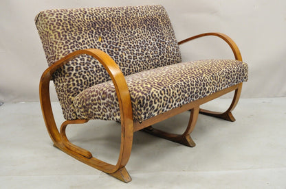 Art Deco Gilbert Rohde Thonet Style Streamline Bentwood Loveseat Settee Sofa