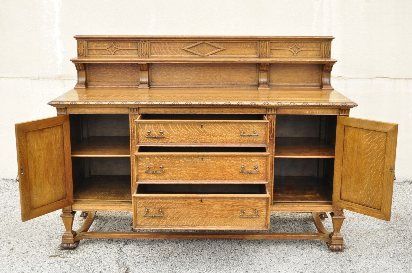 Antique Mission Oak Arts & Crafts Sideboard Buffet by Grand Rapids Furniture Co.