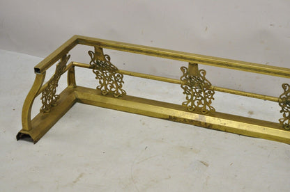 Antique 58" Victorian Brass Scroll Accented Fireplace Hearth Fender Surround