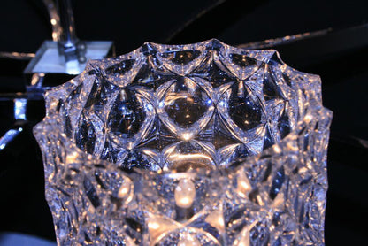Kaiser Leuchten Thousand Eyes Glass Shades Chrome Chandelier, Mid-Century Modern
