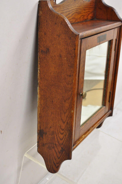 Antique Champion Towel Supply Oak Wood Bathroom Mirror Vanity Medicine Cabinet