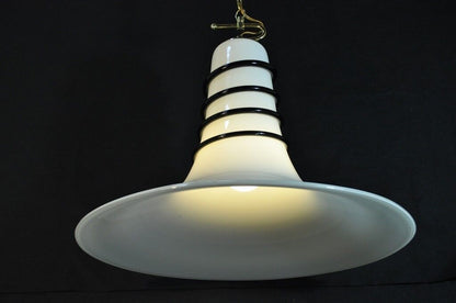 Vtg Mid Century Modern Murano Blown Glass Bell Pendant Chandelier Light Fixture