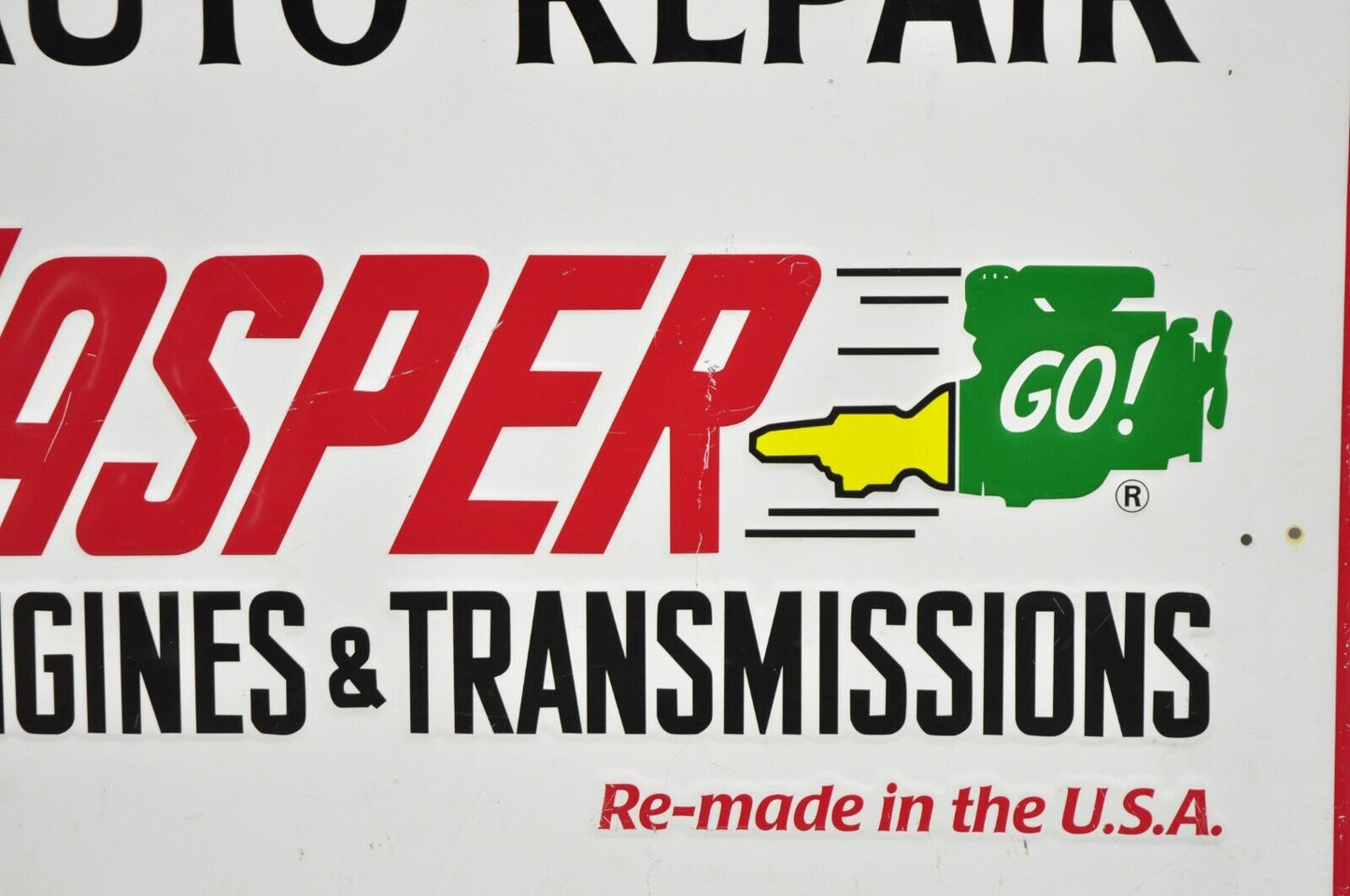 Vintage Jasper Engines & Transmissions Ken's Auto Repair Sheet Metal Retail Sign