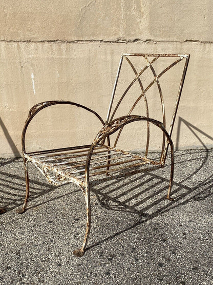 Antique Salterini Mt Vernon Art Deco Wrought Iron Garden Patio Settee Chair Set