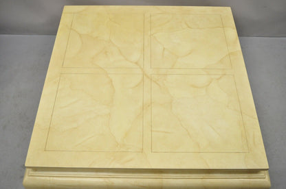 Henredon Ming Style Oriental Bone Parchment Lacquer 46" Square Coffee Table