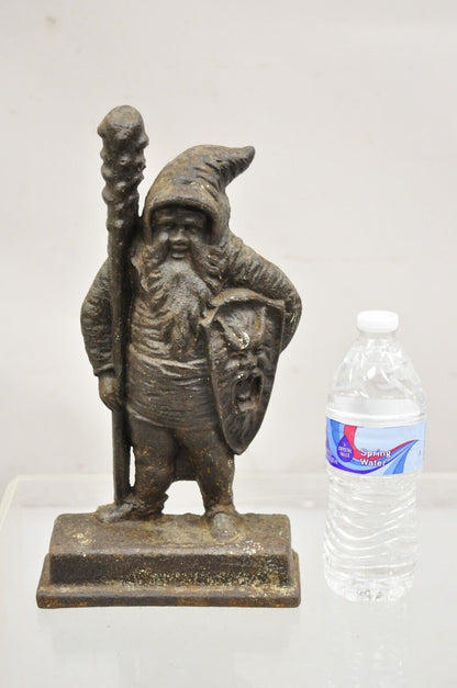 Antique Bradley & Hubbard Victorian Cast Iron Figural Warrior Gnome Doorstop