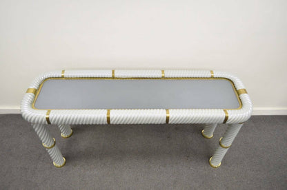 Tommaso Barbi Porcelain Brass Glass Spiral Grey 60" Console Sofa Hall Table